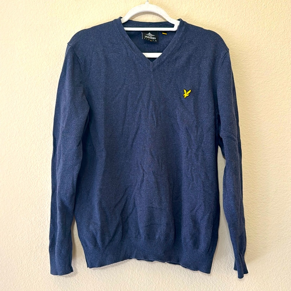 Lyle and Scott Blue V Neck Sweater
